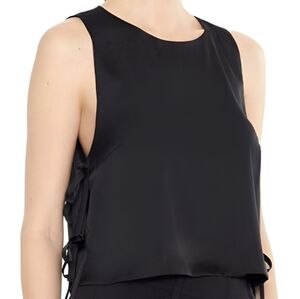 Forever 21 Black Satin Side-Tie Sleeveless Top Medium
